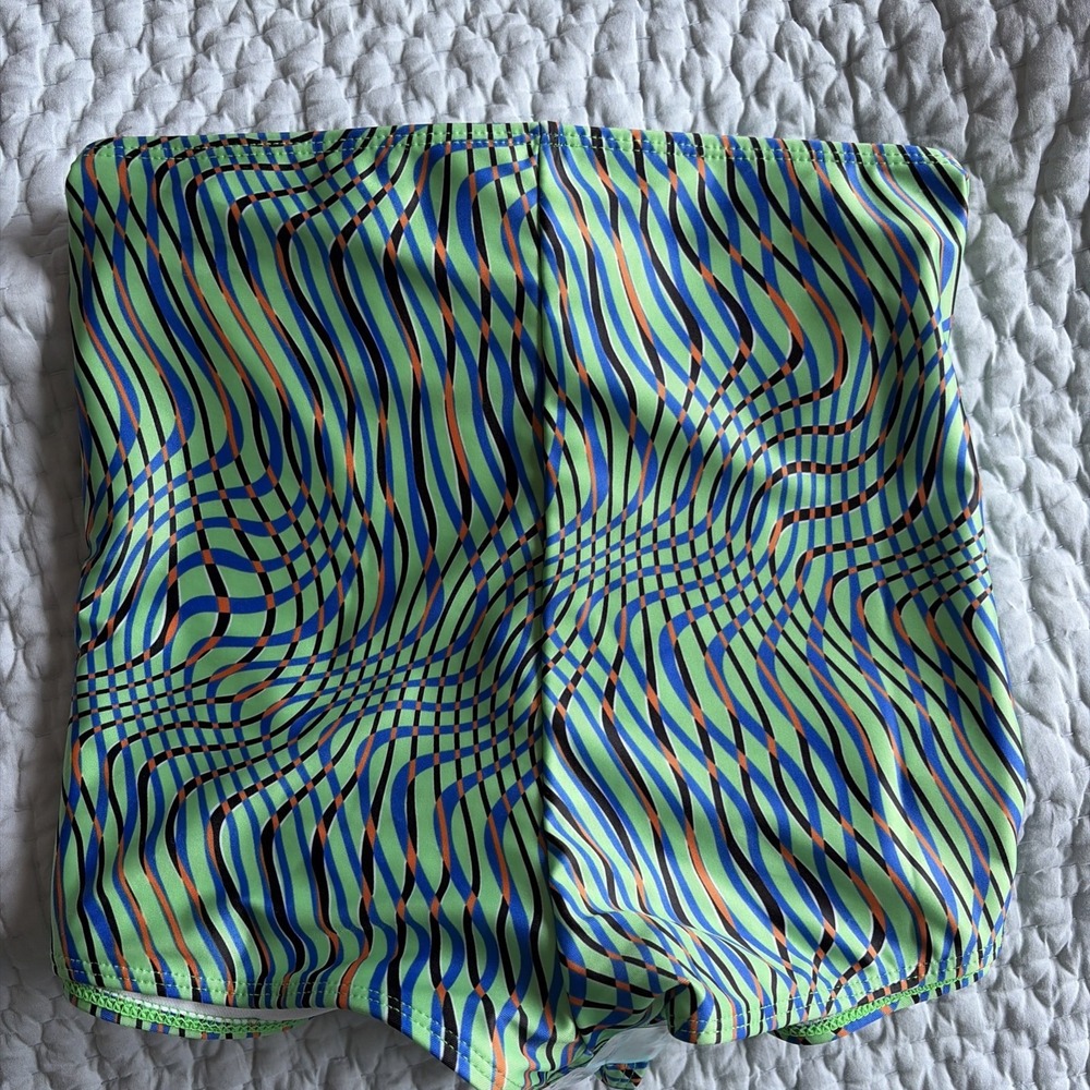 Collusion Trippy Wavy Print Bikini Bottom Womens Size 22 Green Neon Y2K Swimwear